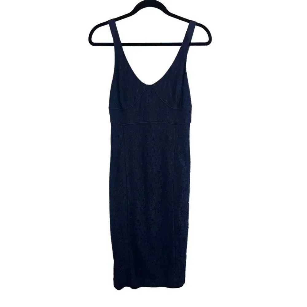 Babaton Navy Blue Lace Sleeveless Marsden Midi Dress Women's Size 8 NEW